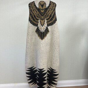 NWT Vertigo Paris Full Length Bird Poncho Cape Sweater Coat M/L $328